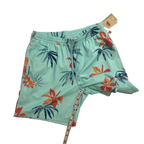 Quiksilver Men's Mix Volley Palm Trees Teal Swim Trunk Shorts Size Medium NEW‎ - Picture 3 of 6